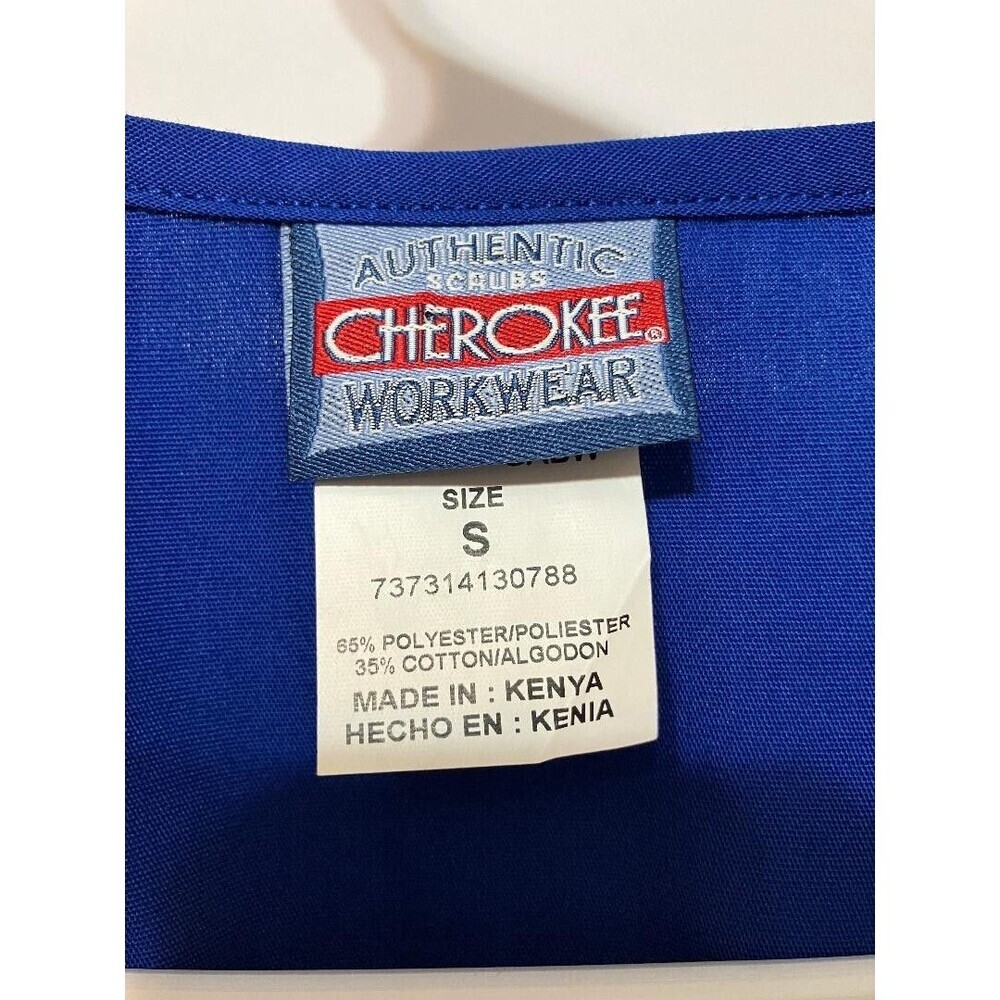 NWT Cherokee S Royal Blue Scrub Top V-Neck Gorpcore Utility Sporty Aesthetic - Picture 5 of 8
